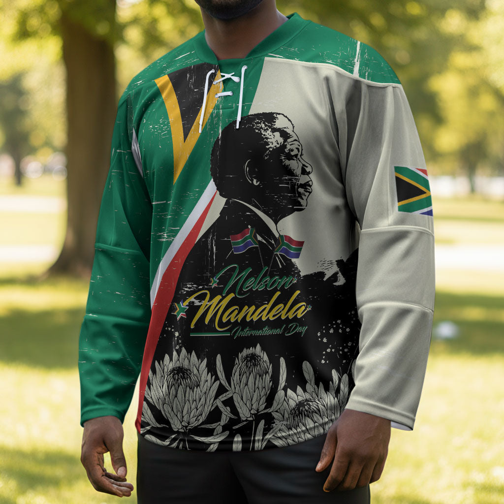 Personalized Nelson Mandela Day Hockey Jersey South Africa Vintage Stylized