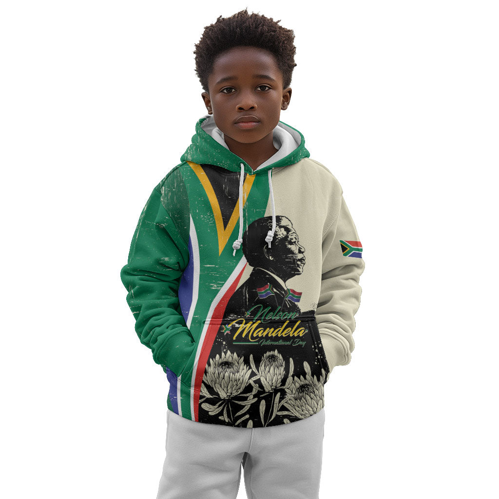 Personalized Nelson Mandela Day Kid Hoodie South Africa Vintage Stylized