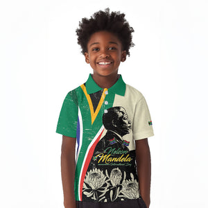 Personalized Nelson Mandela Day Kid Polo Shirt South Africa Vintage Stylized