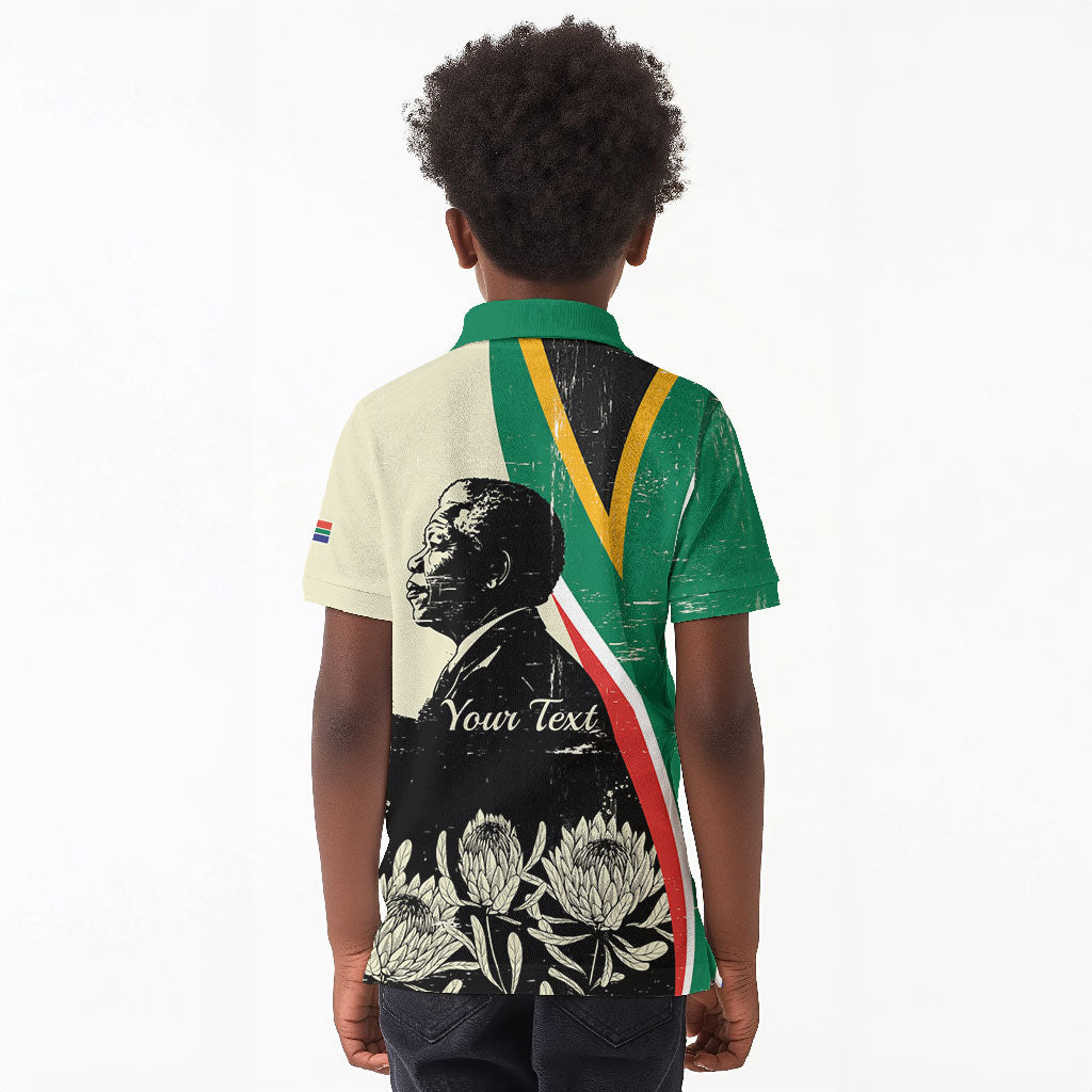Personalized Nelson Mandela Day Kid Polo Shirt South Africa Vintage Stylized
