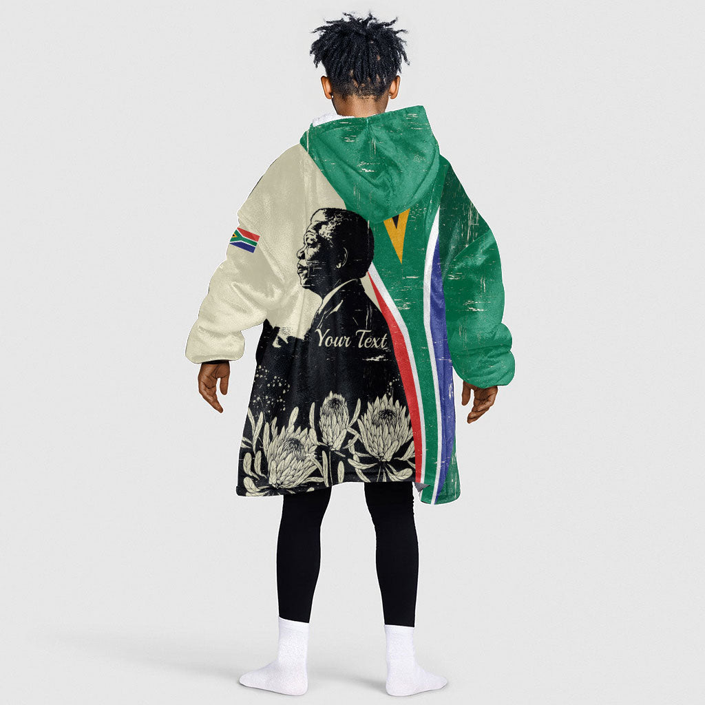 Personalized Nelson Mandela Day Kid Wearable Blanket Hoodie South Africa Vintage Stylized