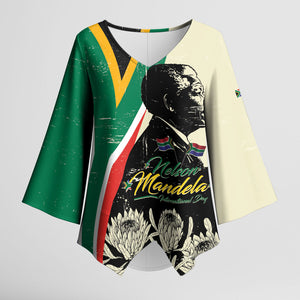 Personalized Nelson Mandela Day Kimono Sleeve Blouse South Africa Vintage Stylized