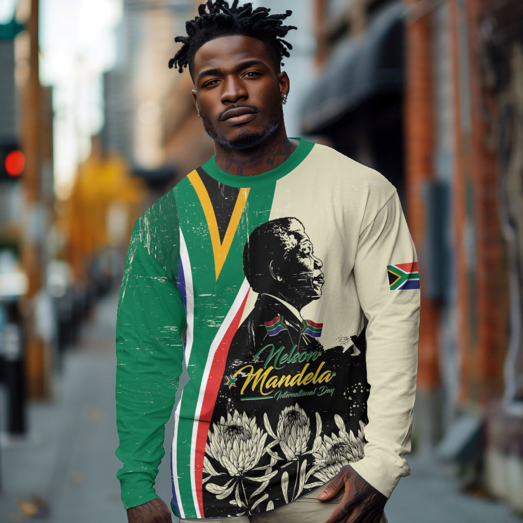 Personalized Nelson Mandela Day Long Sleeve Shirt South Africa Vintage Stylized