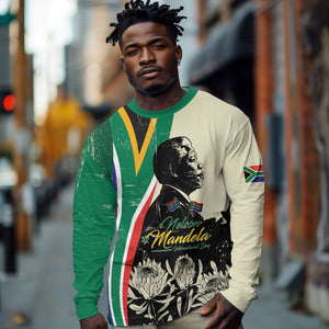 Personalized Nelson Mandela Day Long Sleeve Shirt South Africa Vintage Stylized