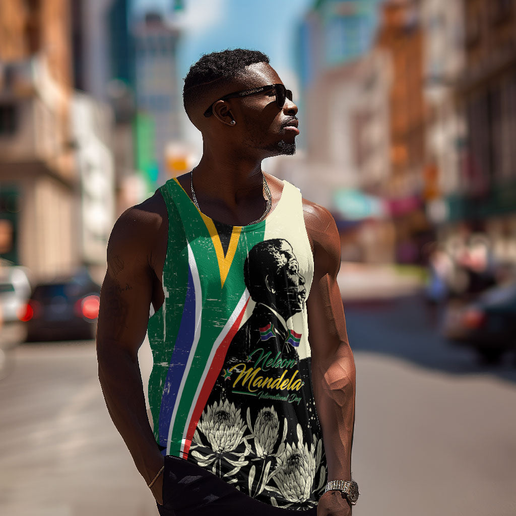 Personalized Nelson Mandela Day Men Tank Top South Africa Vintage Stylized