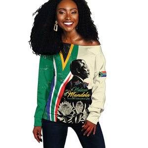Personalized Nelson Mandela Day Off Shoulder Sweater South Africa Vintage Stylized