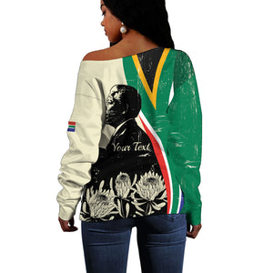 Personalized Nelson Mandela Day Off Shoulder Sweater South Africa Vintage Stylized