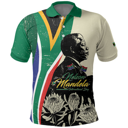 Personalized Nelson Mandela Day Polo Shirt South Africa Vintage Stylized