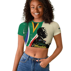 Personalized Nelson Mandela Day Raglan Cropped T shirt South Africa Vintage Stylized