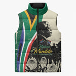Personalized Nelson Mandela Day Sleeveless Puffer Jacket South Africa Vintage Stylized
