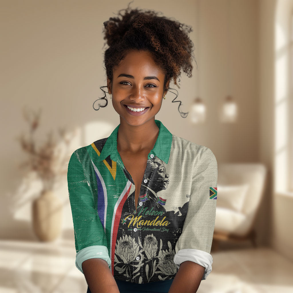 Personalized Nelson Mandela Day Women Casual Shirt South Africa Vintage Stylized