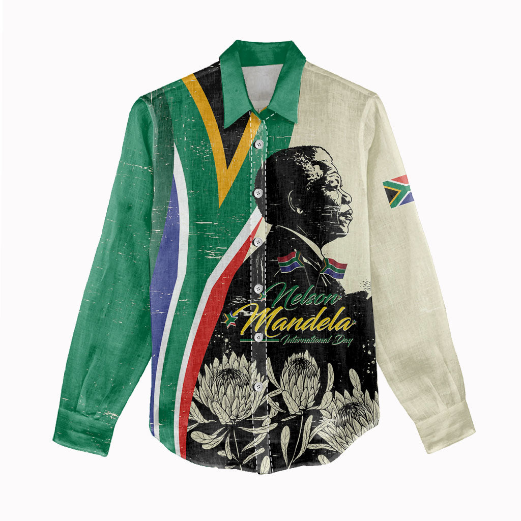 Personalized Nelson Mandela Day Women Casual Shirt South Africa Vintage Stylized