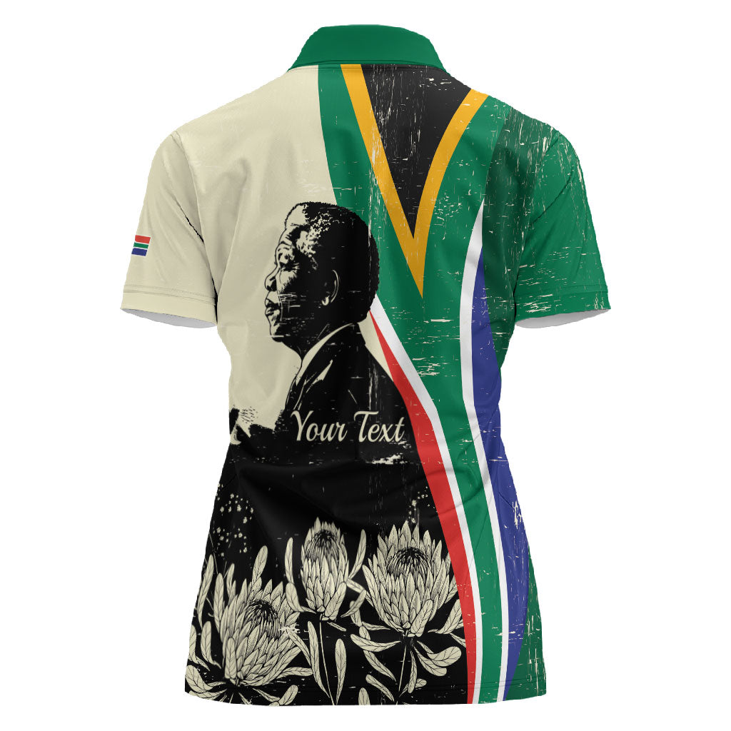 Personalized Nelson Mandela Day Women Polo Shirt South Africa Vintage Stylized