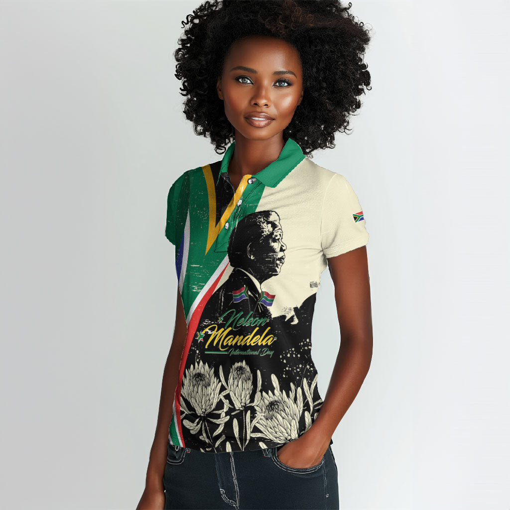 Personalized Nelson Mandela Day Women Polo Shirt South Africa Vintage Stylized