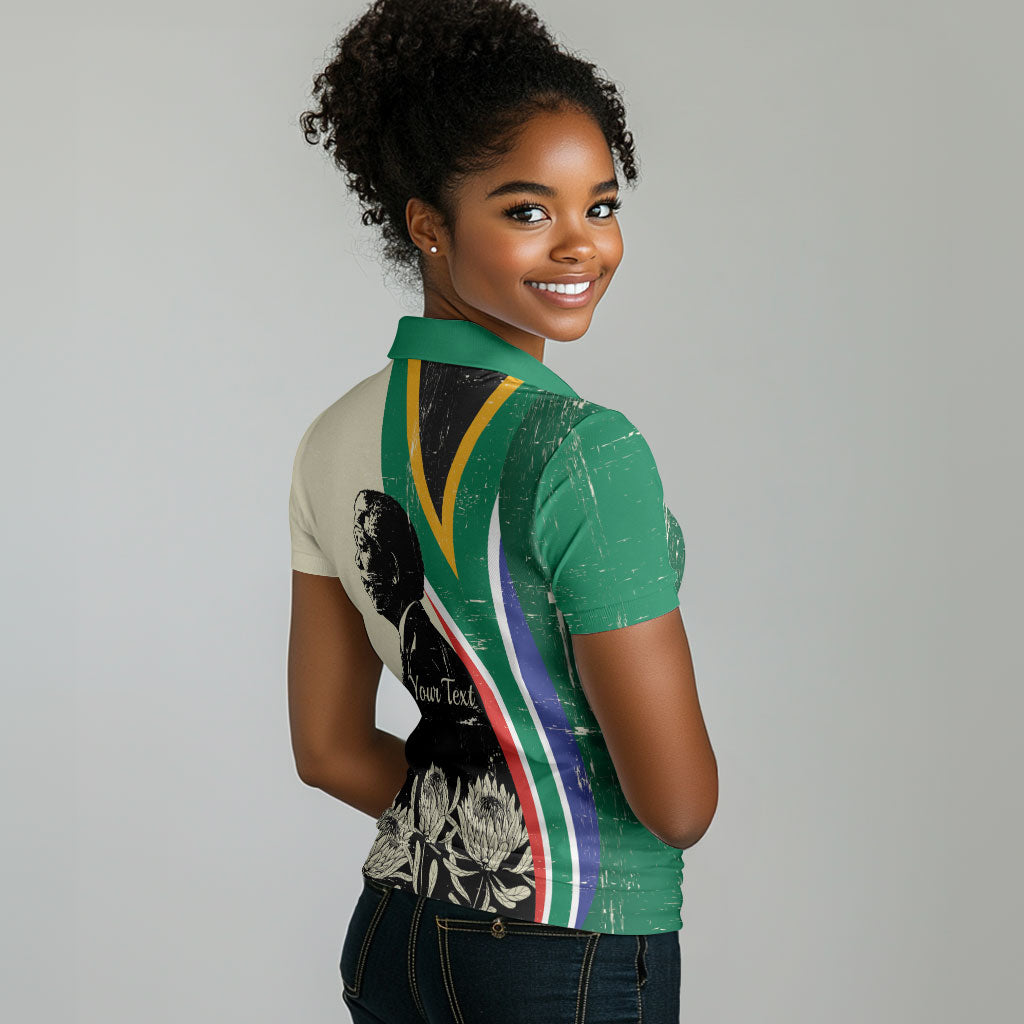 Personalized Nelson Mandela Day Women Polo Shirt South Africa Vintage Stylized