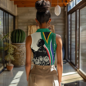 Personalized Nelson Mandela Day Women Sleeveless Polo Shirt South Africa Vintage Stylized