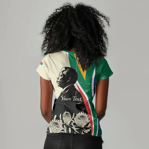 Personalized Nelson Mandela Day Women V-Neck T-Shirt South Africa Vintage Stylized