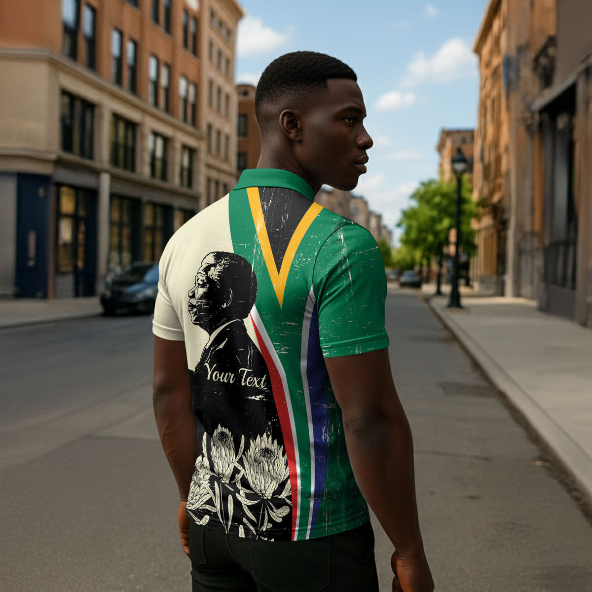 Personalized Nelson Mandela Day Zipper Polo Shirt South Africa Vintage Stylized