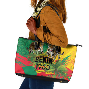 Benin August 1st 1960 Leather Tote Bag Happy Independence Day