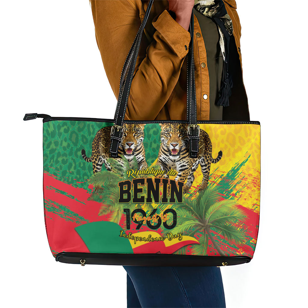 Benin August 1st 1960 Leather Tote Bag Happy Independence Day