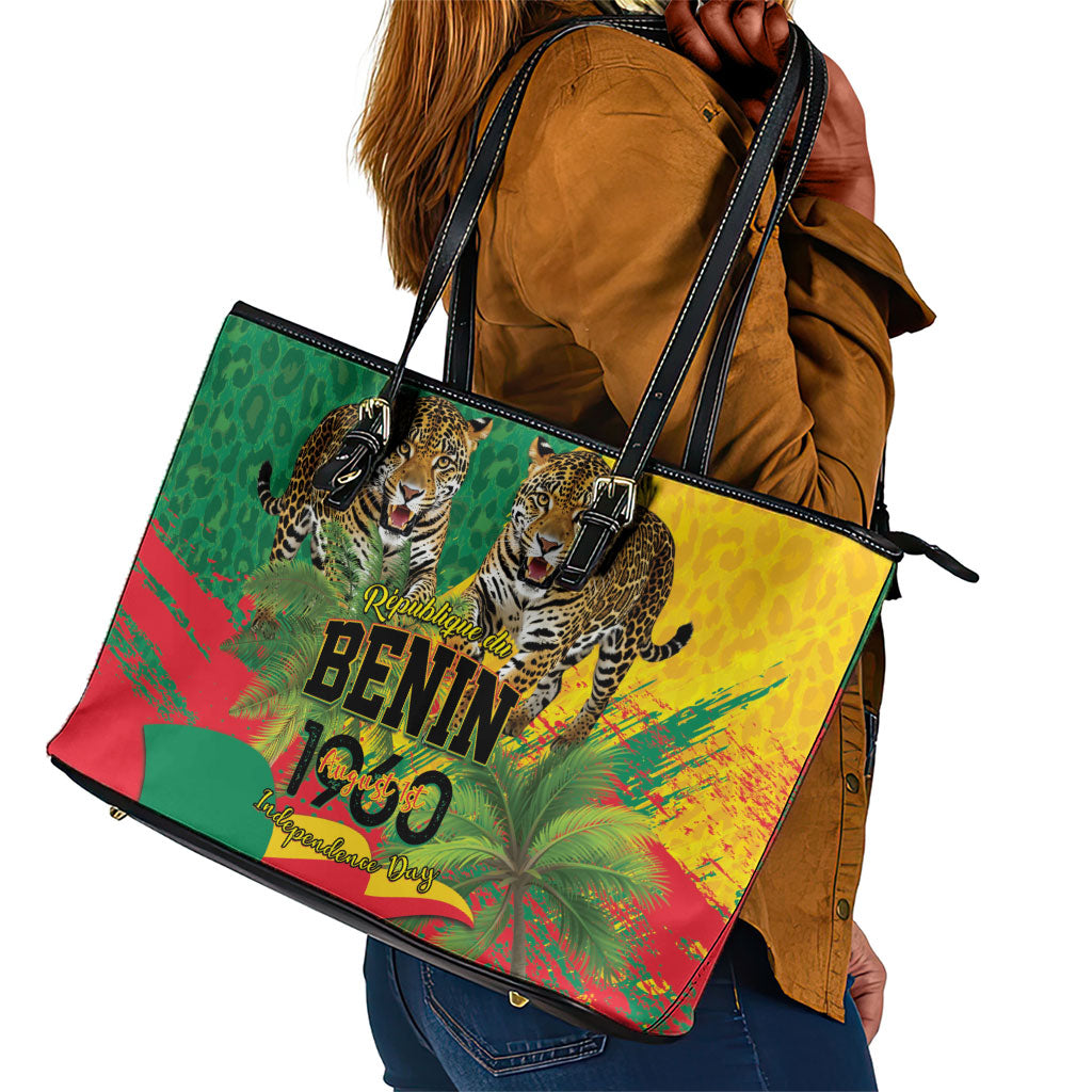 Benin August 1st 1960 Leather Tote Bag Happy Independence Day