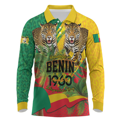 Personalised Benin August 1st 1960 Long Sleeve Polo Shirt Happy Independence Day
