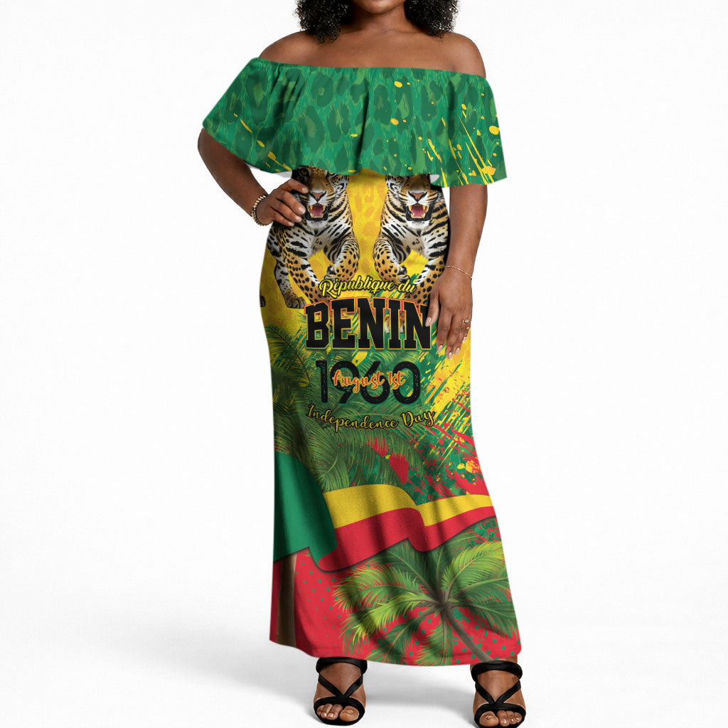 Personalised Benin August 1st 1960 Off Shoulder Maxi Dress Happy Independence Day