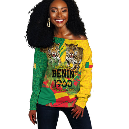 Personalised Benin August 1st 1960 Off Shoulder Sweater Happy Independence Day