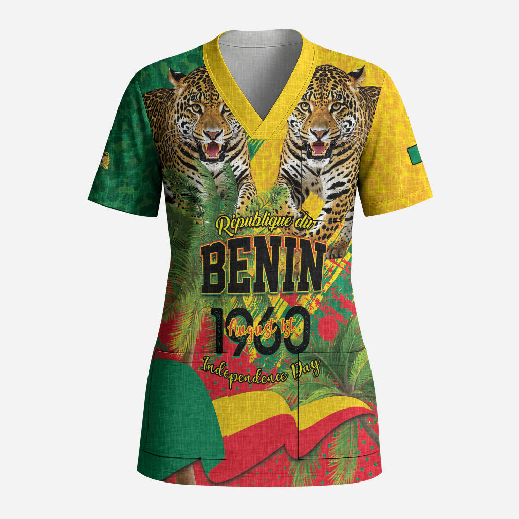 Personalised Benin August 1st 1960 Scrub Top Happy Independence Day