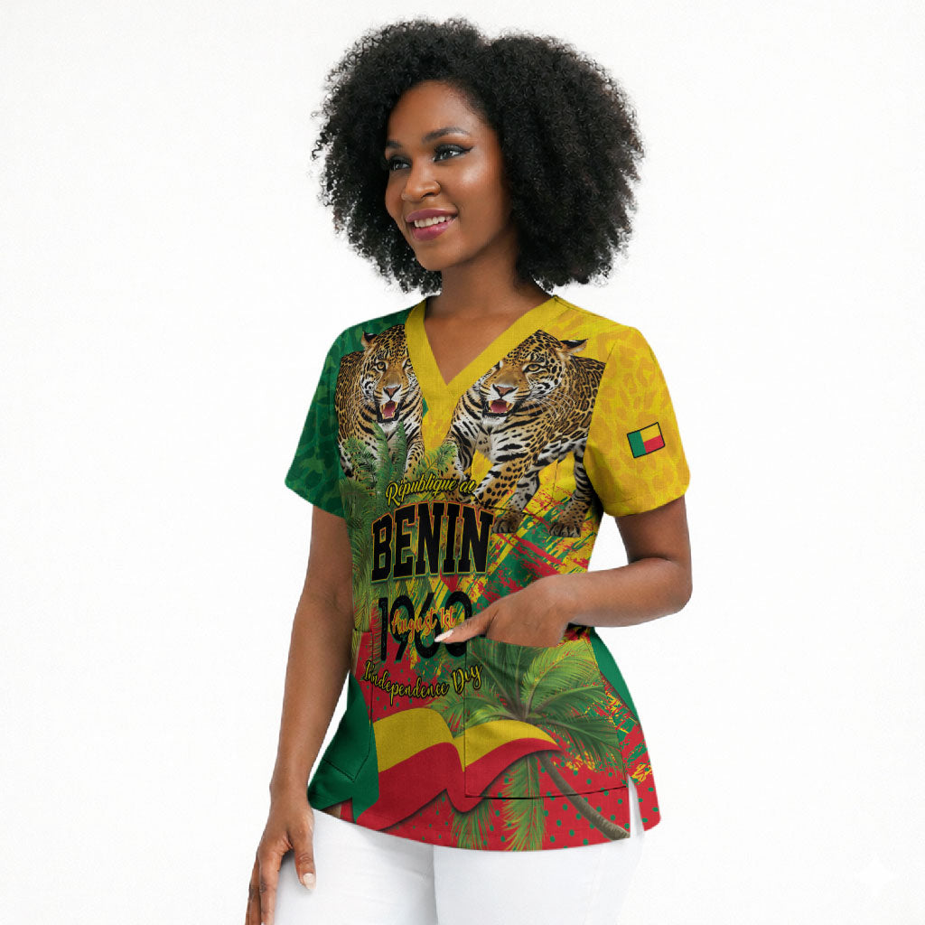 Personalised Benin August 1st 1960 Scrub Top Happy Independence Day
