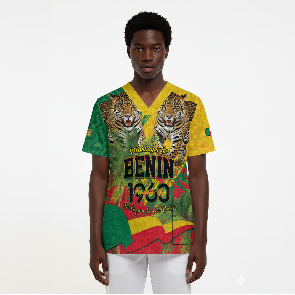 Personalised Benin August 1st 1960 Scrub Top Happy Independence Day