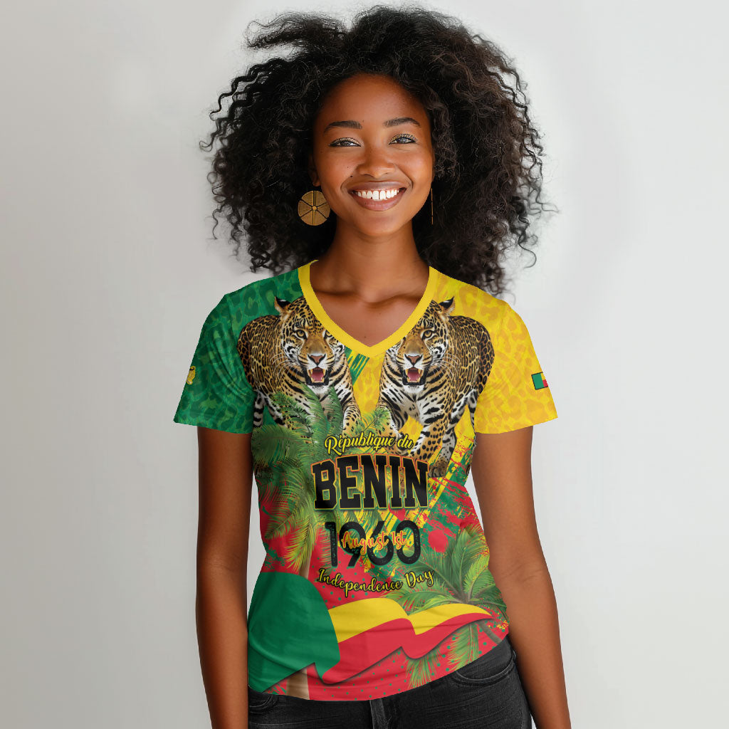 Personalised Benin August 1st 1960 Women V-Neck T-Shirt Happy Independence Day