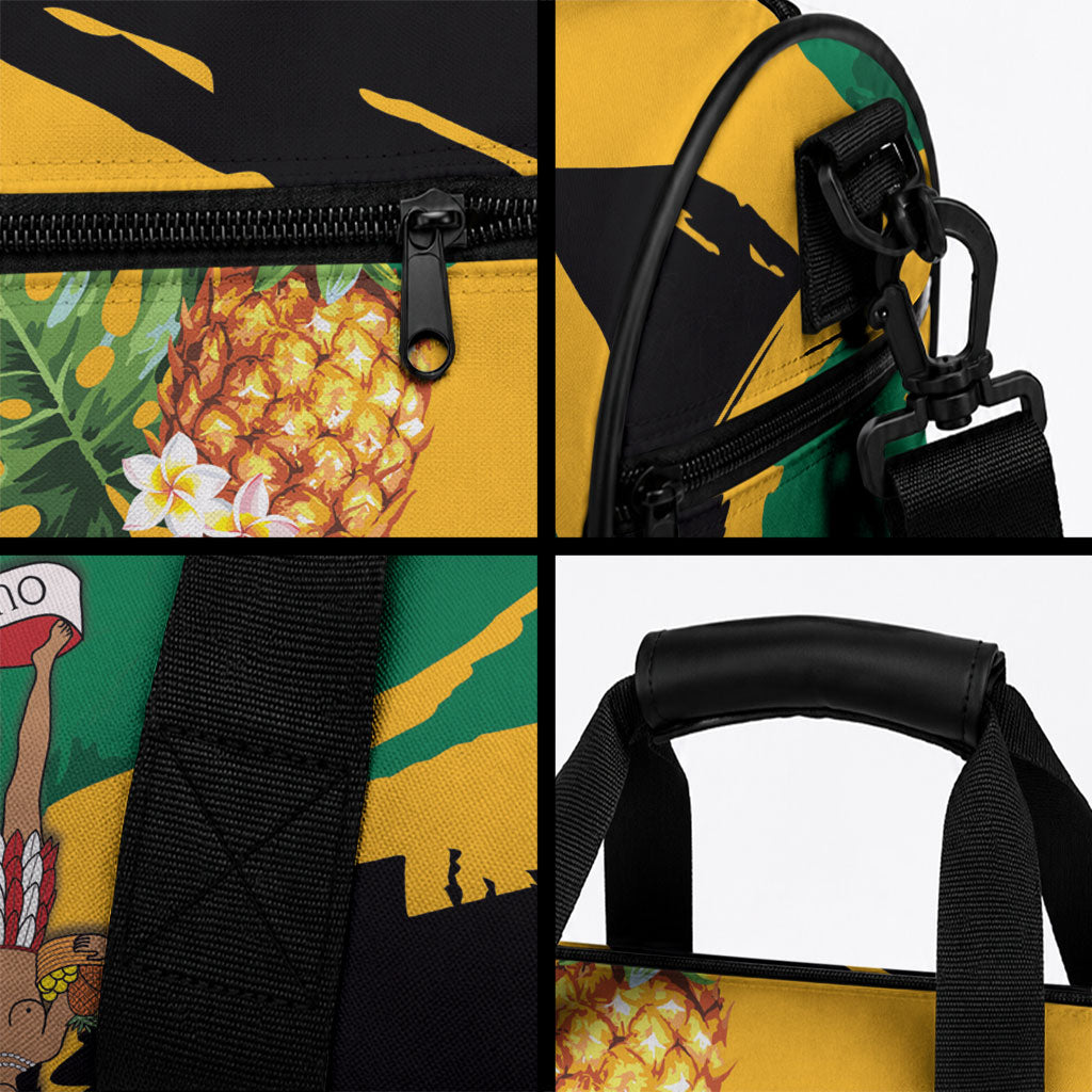 Jamaica Pineapple Duffle Bag Coat of Arms Tropical Flowers