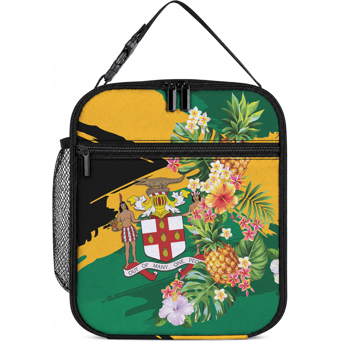 Jamaica Pineapple Lunch Bag Coat of Arms Tropical Flowers