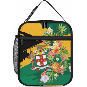 Jamaica Pineapple Lunch Bag Coat of Arms Tropical Flowers