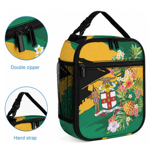 Jamaica Pineapple Lunch Bag Coat of Arms Tropical Flowers