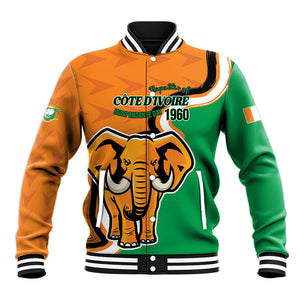 Personalised Ivory Coast August 7th 1960 Baseball Jacket Happy Independence Day