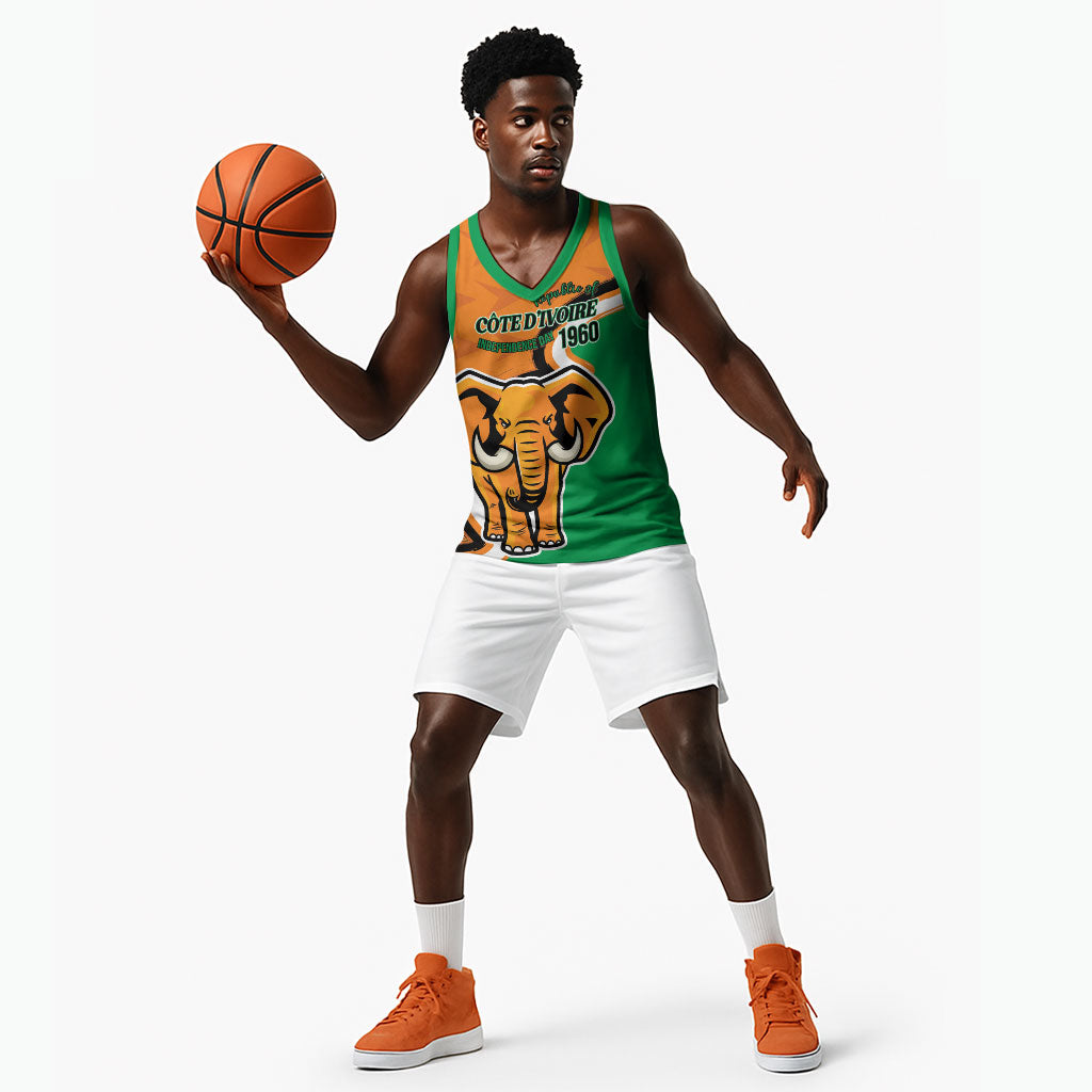 Personalised Ivory Coast August 7th 1960 Basketball Jersey Happy Independence Day