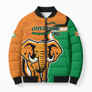 Personalised Ivory Coast August 7th 1960 Bomber Puffer Jacket Happy Independence Day