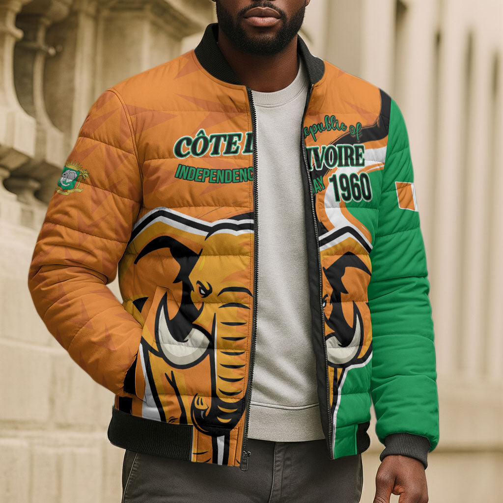 Personalised Ivory Coast August 7th 1960 Bomber Puffer Jacket Happy Independence Day