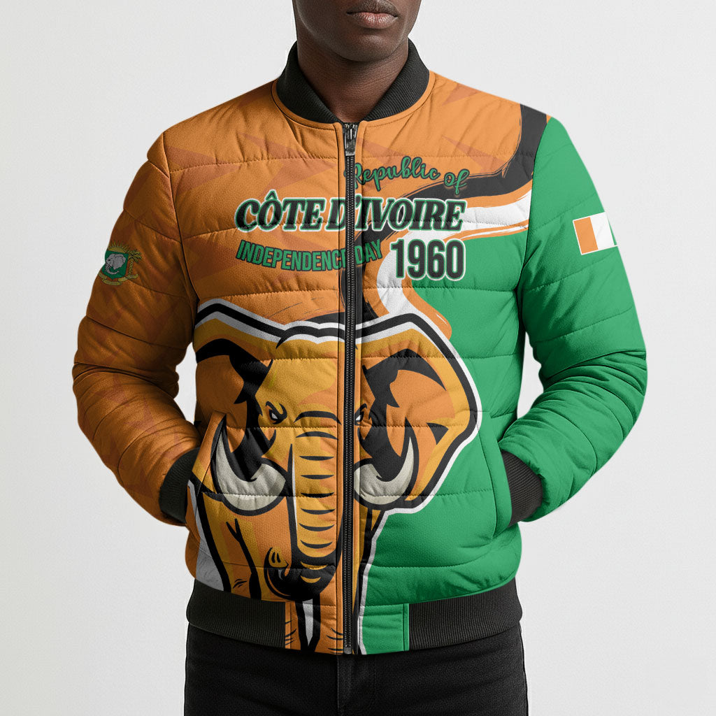 Personalised Ivory Coast August 7th 1960 Bomber Puffer Jacket Happy Independence Day