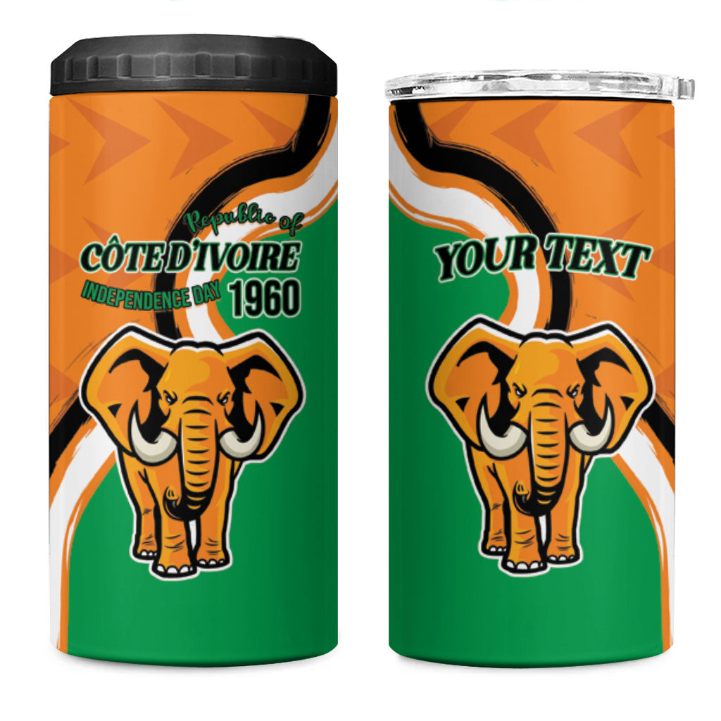 Personalised Ivory Coast August 7th 1960 4 in 1 Can Cooler Tumbler Happy Independence Day