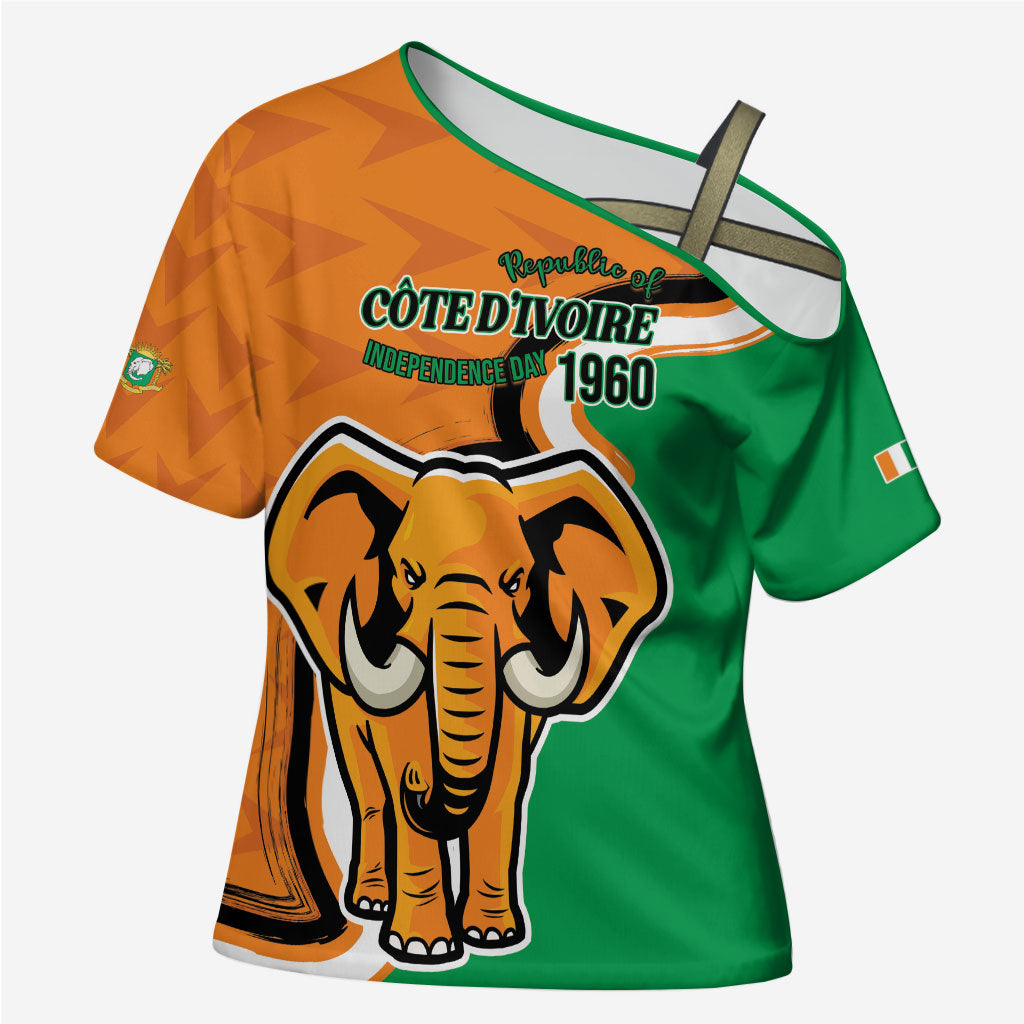 Personalised Ivory Coast August 7th 1960 Cross Shoulder Shirt Happy Independence Day