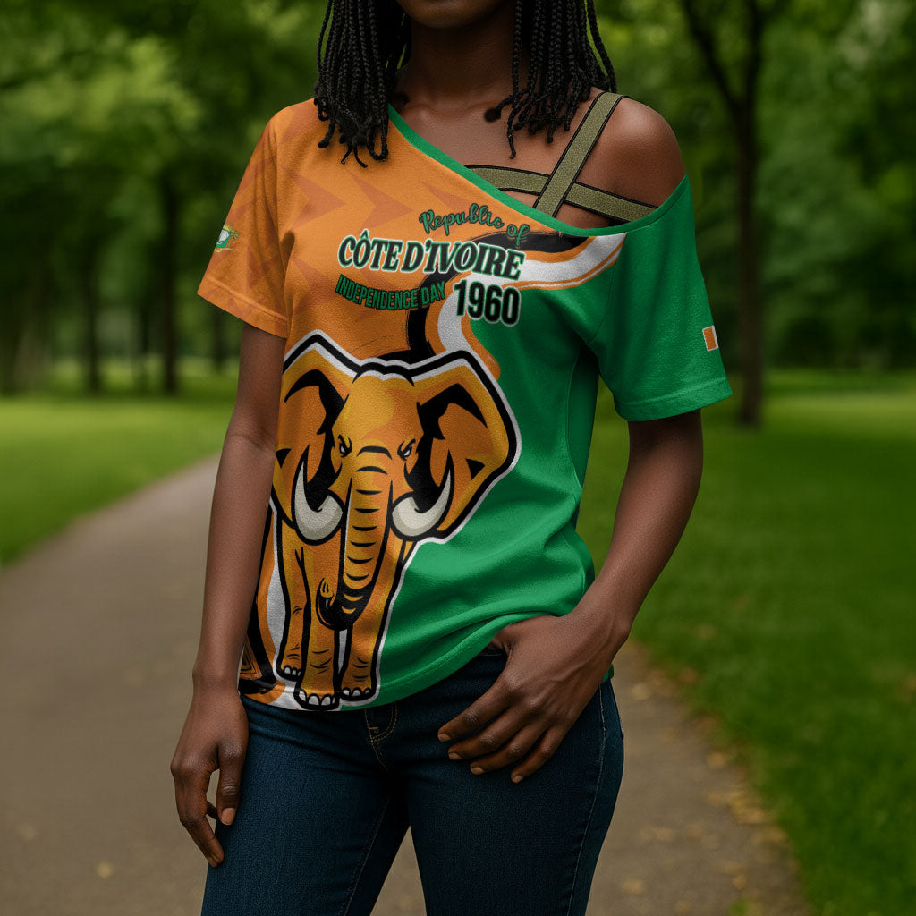 Personalised Ivory Coast August 7th 1960 Cross Shoulder Shirt Happy Independence Day