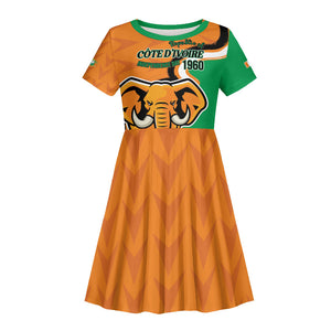Personalised Ivory Coast August 7th 1960 Kid Short Sleeve Dress Happy Independence Day