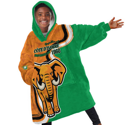 Personalised Ivory Coast August 7th 1960 Kid Wearable Blanket Hoodie Happy Independence Day