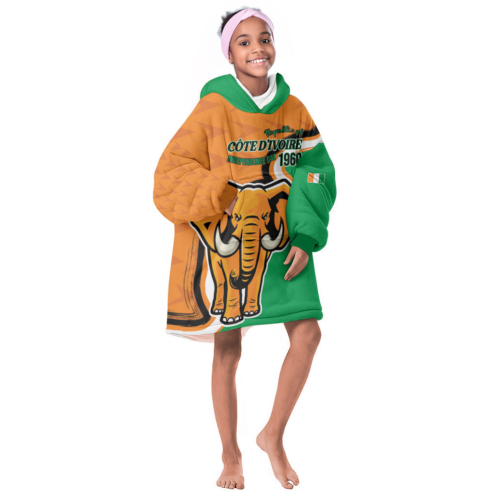 Personalised Ivory Coast August 7th 1960 Kid Wearable Blanket Hoodie Happy Independence Day