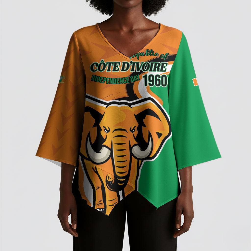 Personalised Ivory Coast August 7th 1960 Kimono Sleeve Blouse Happy Independence Day