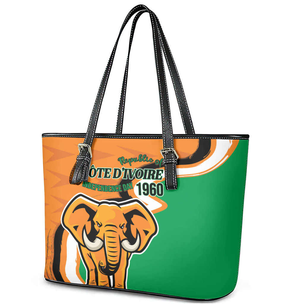 Ivory Coast August 7th 1960 Leather Tote Bag Happy Independence Day
