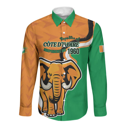 Personalised Ivory Coast August 7th 1960 Long Sleeve Button Shirt Happy Independence Day